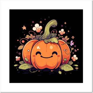 Kawaii Pumpkin Anime Cottagecore Men Kids Women Halloween Posters and Art